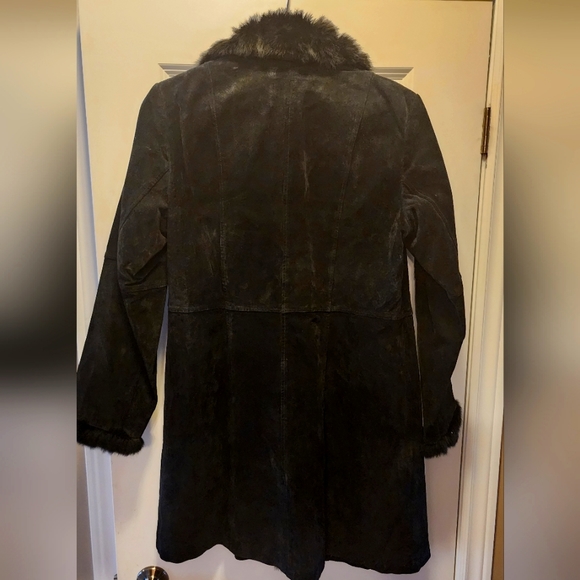 UTEX Design Black Leather Suede Jacket with Fur Collar - Picture 3 of 7